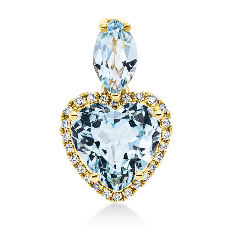 Anhänger 18 kt GG, mit Öse, 26 Brill. 0,10 ct, TW-si, 1 Topas 2,50 ct sky blue, 1 Topas 0,60 ct sky blue