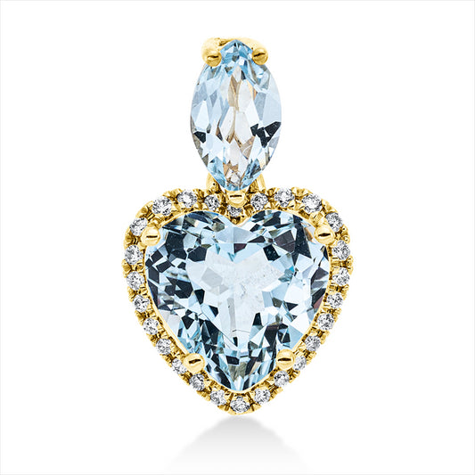 Anhänger 18 kt GG, mit Öse, 26 Brill. 0,10 ct, TW-si, 1 Topas 2,50 ct sky blue, 1 Topas 0,60 ct sky blue