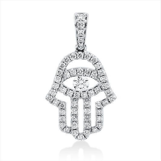 Anhänger 18 kt WG, mit Öse, 2 Brill. 0,03 ct, TW-si, 1 Brill. 0,11 ct, TW-si, 54 Brill. 0,37 ct, TW-si