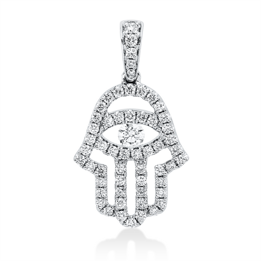 Anhänger 18 kt WG, mit Öse, 2 Brill. 0,03 ct, TW-si, 1 Brill. 0,11 ct, TW-si, 54 Brill. 0,37 ct, TW-si