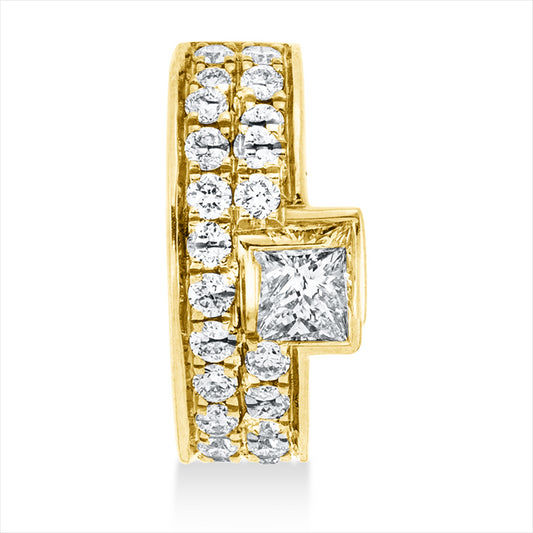 Anhänger 18 kt GG, 1 Princ. 0,09 ct, E-vsi, 19 Brill. 0,13 ct, TW-si