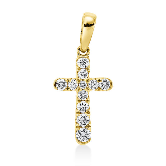 Anhänger 18 kt GG, mit Öse, 1 Brill. 0,03 ct, TW-si, 1 Brill. 0,04 ct, TW-si, 9 Brill. 0,16 ct, TW-si