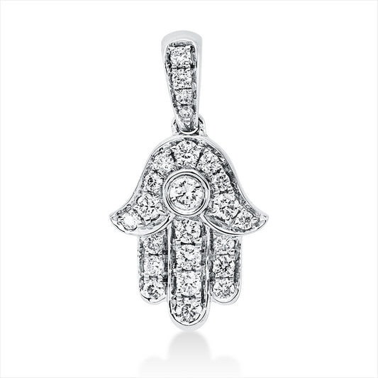 Anhänger 18 kt WG, mit Öse, 7 Brill. 0,10 ct, TW-si, 1 Brill. 0,03 ct, TW-si, 16 Brill. 0,11 ct, TW-si