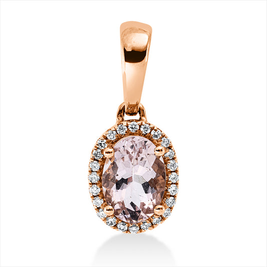 Anhänger 18 kt RG, mit Öse, 24 Brill. 0,07 ct, TW-vsi, 1 Morganit 0,75 ct rosa