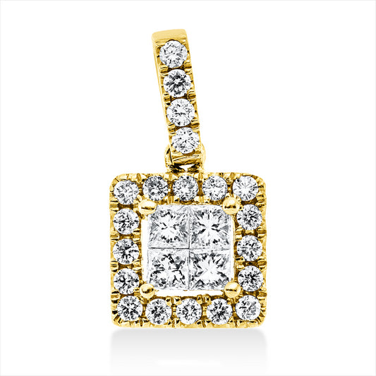 Anhänger 18 kt GG, mit Öse, 4 Princ. 0,27 ct, TW-vsi, 20 Brill. 0,24 ct, TW-si