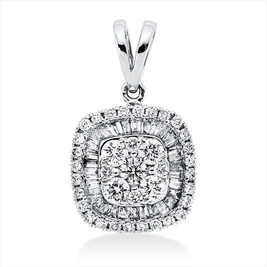 Anhänger 18 kt WG, mit Öse, 30 Trap. 0,19 ct, TW-si, 37 Brill. 0,30 ct, TW-si