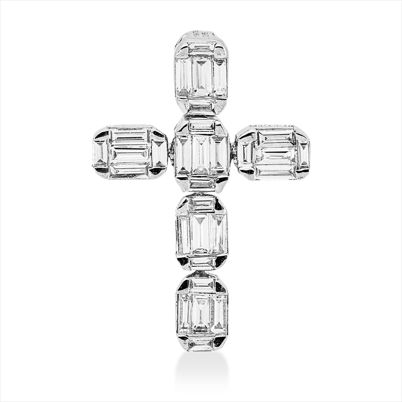 Anhänger 18 kt WG, 30 Bag. 0,68 ct, TW-vsi