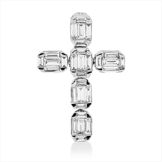 Anhänger 18 kt WG, 30 Bag. 0,68 ct, TW-vsi