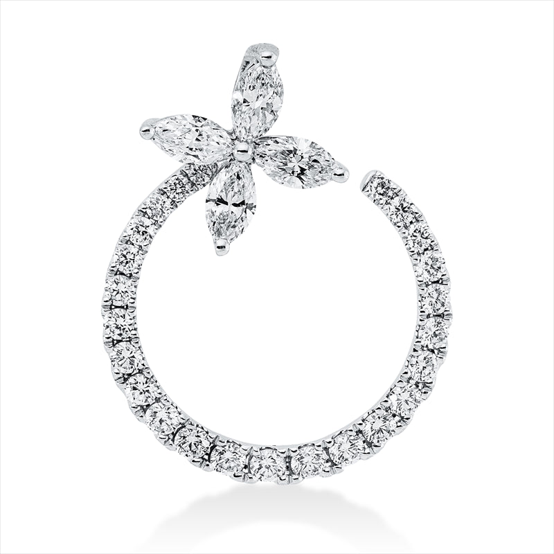Anhänger 18 kt WG, 4 Nav. 0,44 ct, TW-si, 24 Brill. 0,41 ct, TW-si