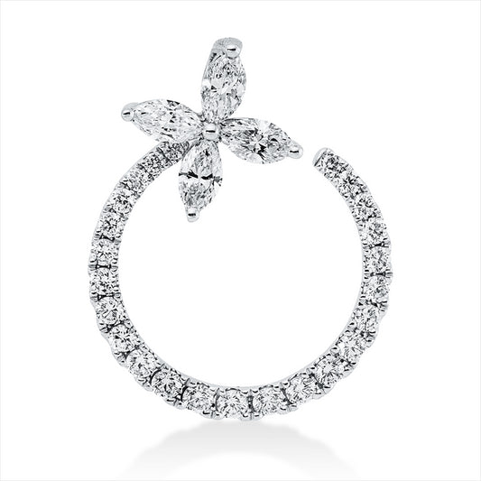 Anhänger 18 kt WG, 4 Nav. 0,44 ct, TW-si, 24 Brill. 0,41 ct, TW-si