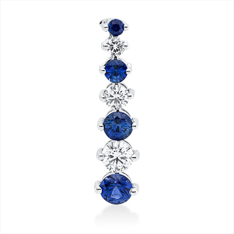 Anhänger 14 kt WG, 3 Brill. 0,35 ct, TW-si, 4 Saphire 0,66 ct blau