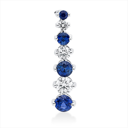 Anhänger 14 kt WG, 3 Brill. 0,35 ct, TW-si, 4 Saphire 0,66 ct blau