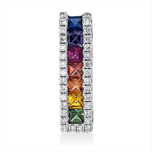 Anhänger 18 kt WG, 32 Brill. 0,40 ct, TW-si, 7 Saphire 1,11 ct multicolor