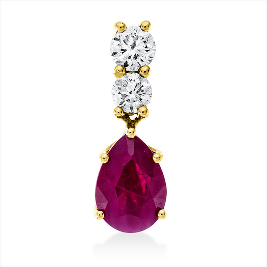 Anhänger 18 kt RG, mit Öse, 2 Brill. 0,21 ct, TW-pi, 1 Rubin 1,05 ct rot