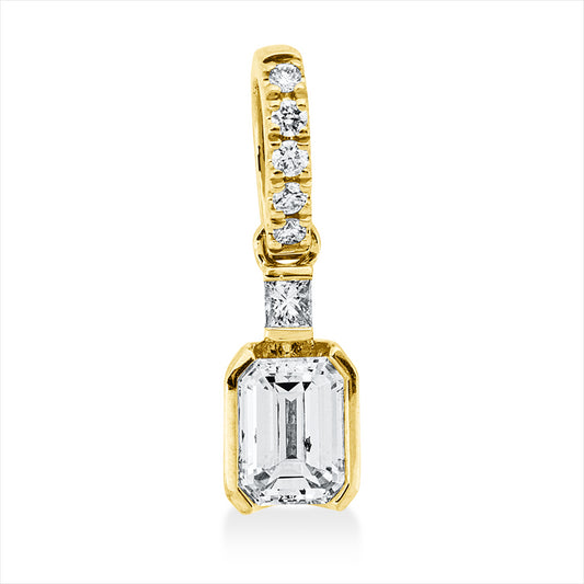 Anhänger 18 kt GG, mit Öse, 1 Princ. 0,02 ct, TW-si, 1 Sm.schliff 0,30 ct, TW-vsi, 5 Brill. 0,03 ct, TW-si