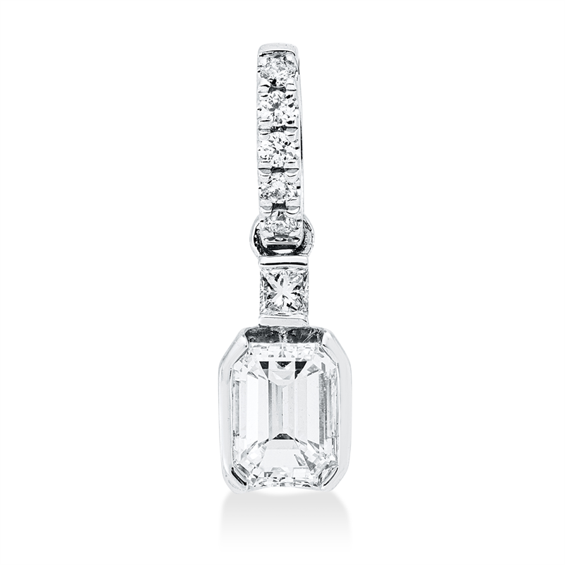 Anhänger 18 kt WG, mit Öse, 1 Princ. 0,02 ct, TW-si, 1 Sm.schliff 0,34 ct, TW-vsi, 5 Brill. 0,03 ct, TW-si
