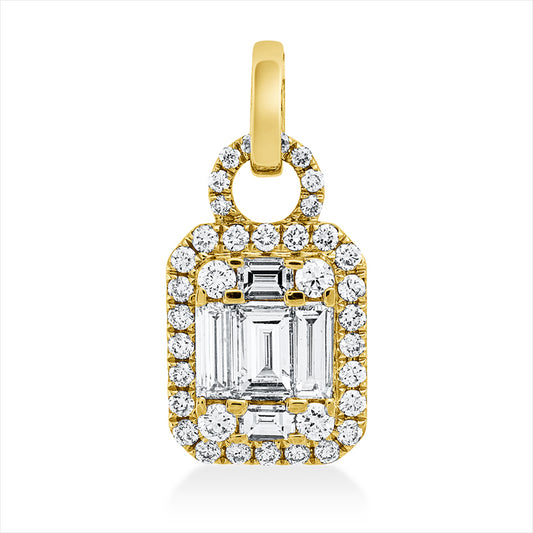 Anhänger 18 kt GG, mit Öse, 2 Bag. 0,11 ct, TW-si, 3 Bag. 0,35 ct, TW-si, 41 Brill. 0,34 ct, TW-si