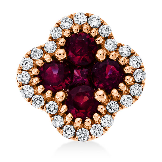 Anhänger 18 kt RG, 24 Brill. 0,12 ct, TW-pi, 5 Rubine 0,51 ct rot