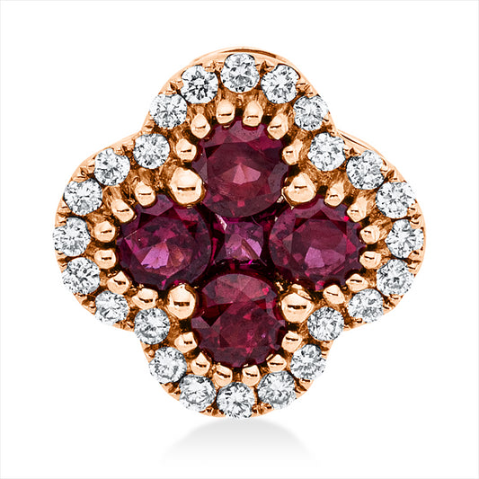 Anhänger 18 kt RG, 24 Brill. 0,12 ct, TW-pi, 5 Rubine 0,51 ct rot
