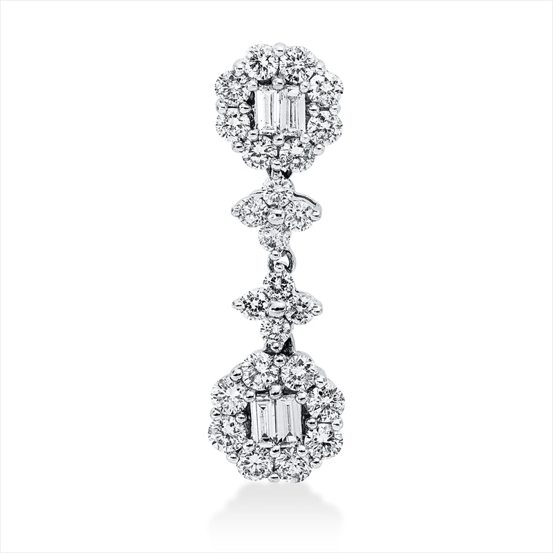 Anhänger 18 kt WG, 4 Trap. 0,13 ct, TW-si, 24 Brill. 0,60 ct, TW-pi