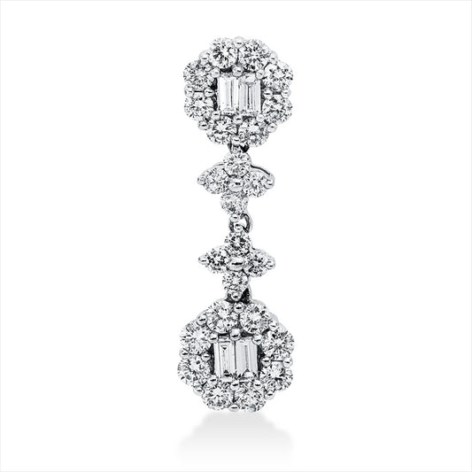Anhänger 18 kt WG, 4 Trap. 0,13 ct, TW-si, 24 Brill. 0,60 ct, TW-pi