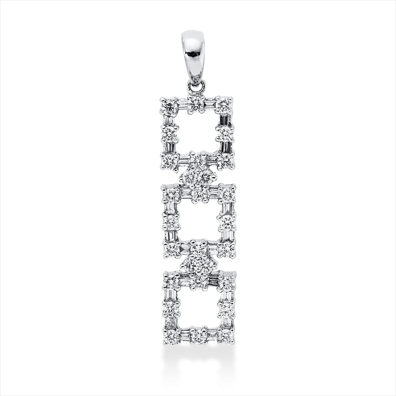 Anhänger 18 kt WG, mit Öse, 24 Bag. 0,33 ct, TW-si, 28 Brill. 0,60 ct, TW-si