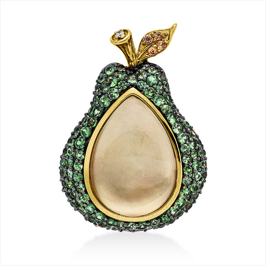 Anhänger 18 kt GG,mit Muschel,1 Br 0,01 ct,TW-si,1 Am 3,58 ct grün,4 Sa 0,03 ct gelb,93 Tsa 0,79 ct grün