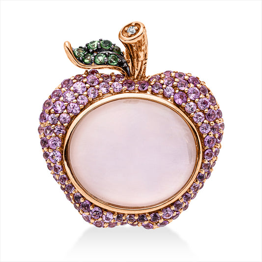 Anhänger 18ktRG,1 Brill0,01ct,TW-si, 1 Rosenqu 5,80ct rosa,7 Tsav0,08ct grün,86 Sap1,11ct pink