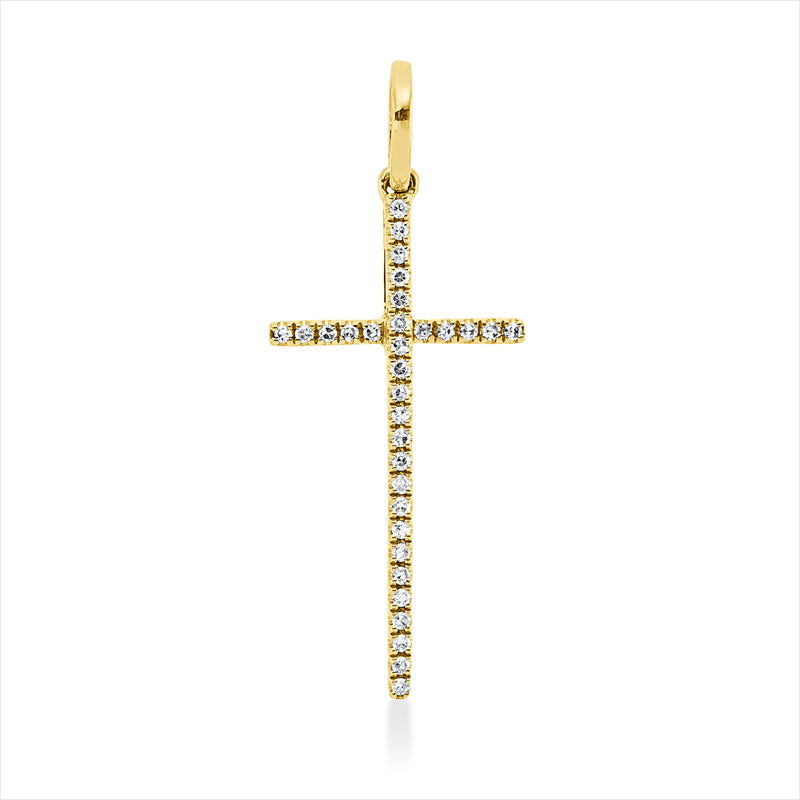 Anhänger 18 kt GG, mit Öse, 32 Brill. 0,06 ct, TW-si