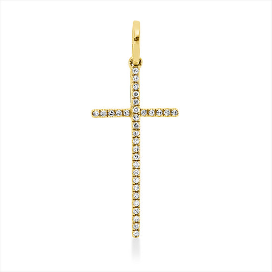 Anhänger 18 kt GG, mit Öse, 32 Brill. 0,06 ct, TW-si