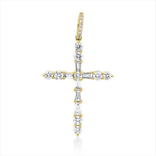 Anhänger 18 kt GG, mit Öse, 23 Fant-Schl. 0,49 ct, TW-vsi/si