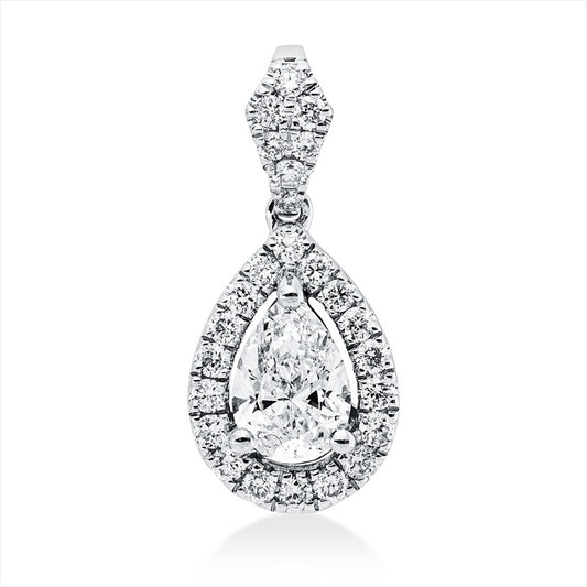 Anhänger 14 kt WG, mit Öse, 1 Tropfen 0,40 ct, W-si, 25 Brill. 0,19 ct, W-si/pi