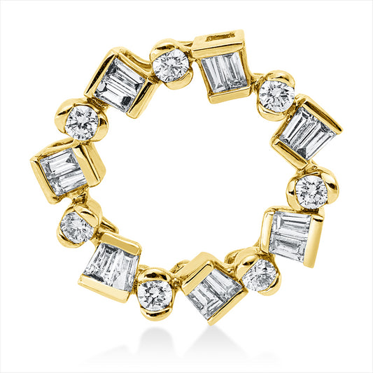 Anhänger 14 kt GG, 14 Trap. 0,39 ct, W-si, 7 Brill. 0,18 ct, W-si/pi