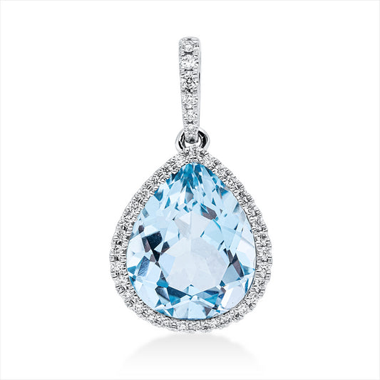 Anhänger 18 kt WG, mit Öse, 28 Brill. 0,17 ct, TW-si, 1 Topas 5,70 ct sky blue