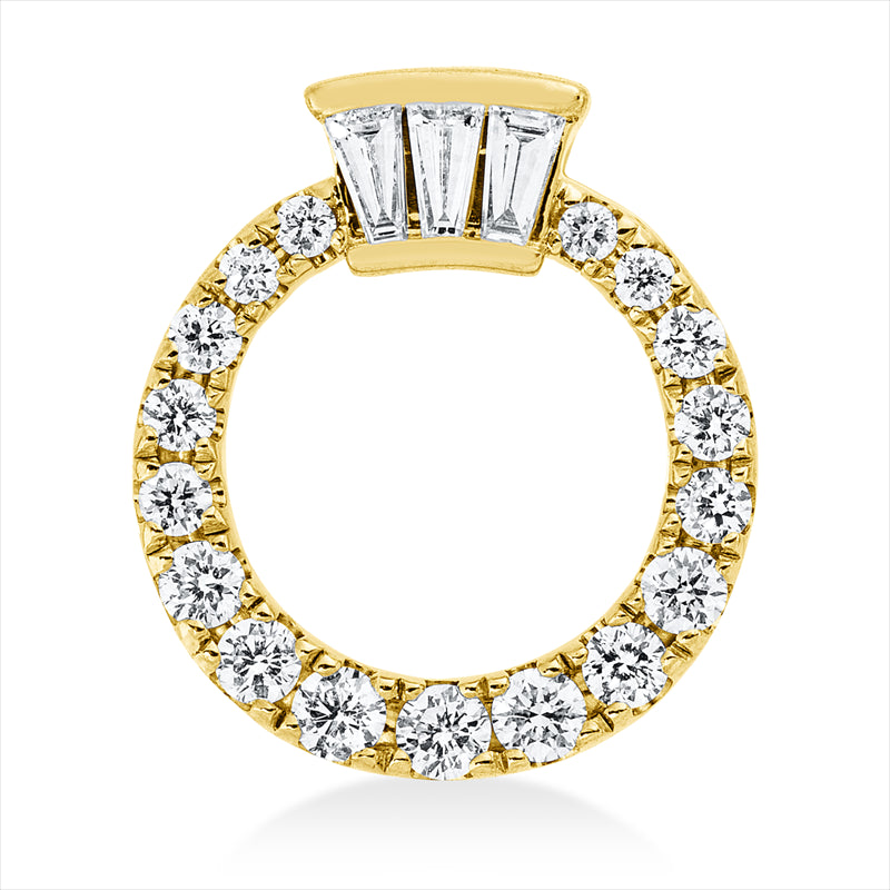 Anhänger 14 kt GG, 3 Trap. 0,06 ct, W-si, 17 Brill. 0,19 ct, W-si/pi