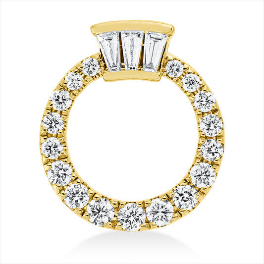 Anhänger 14 kt GG, 3 Trap. 0,06 ct, W-si, 17 Brill. 0,19 ct, W-si/pi