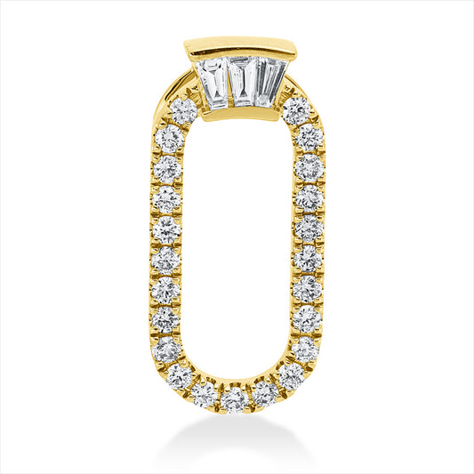 Anhänger 14 kt GG, 3 Trap. 0,06 ct, W-si, 23 Brill. 0,21 ct, W-si/pi