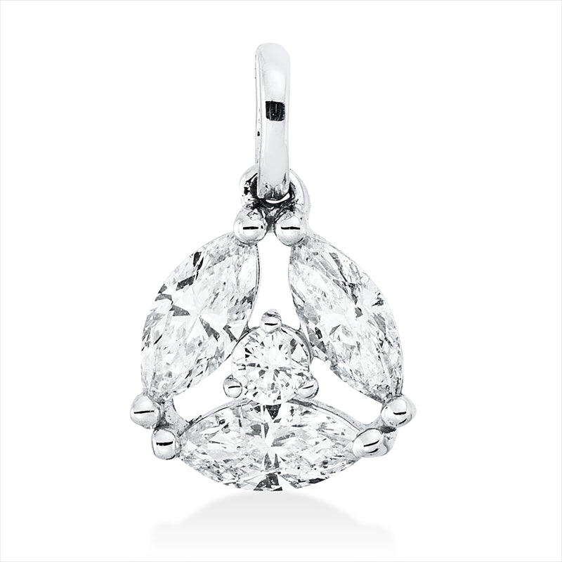 Anhänger 18 kt WG, mit Öse, 3 Nav. 0,39 ct, TW-si, 1 Brill. 0,03 ct, TW-si