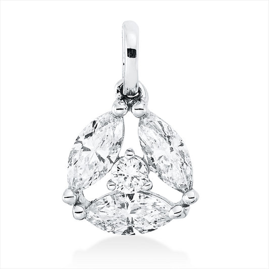 Anhänger 18 kt WG, mit Öse, 3 Nav. 0,39 ct, TW-si, 1 Brill. 0,03 ct, TW-si