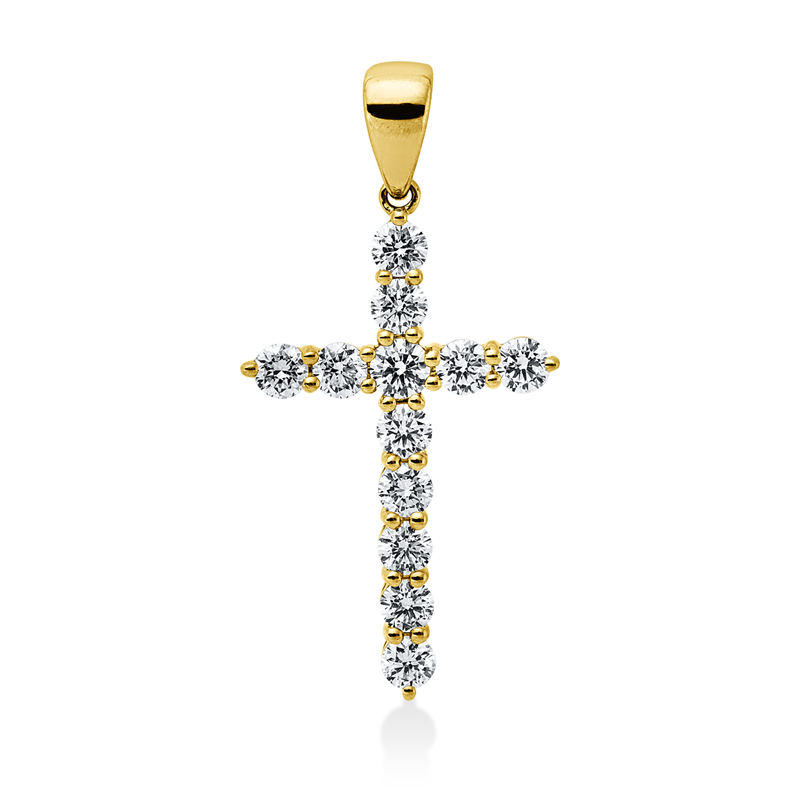 Anhänger 18 kt GG, mit Öse, 11 Brill. 0,71 ct, TW-si, 1 Brill. 0,08 ct, TW-si