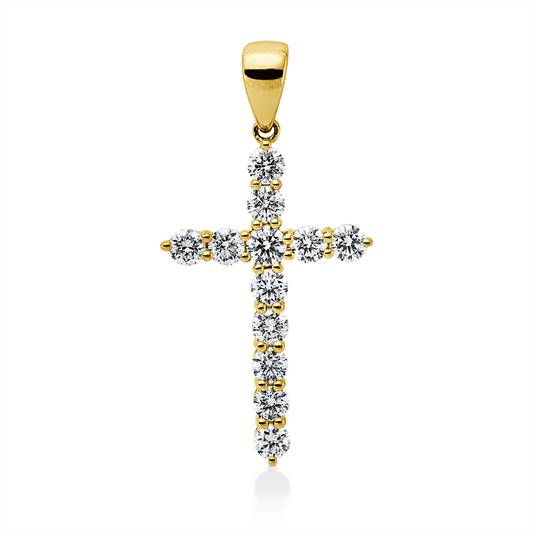 Anhänger 18 kt GG, mit Öse, 11 Brill. 0,71 ct, TW-si, 1 Brill. 0,08 ct, TW-si