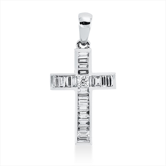 Anhänger 18 kt WG, mit Öse, 24 Bag. 0,33 ct, TW-vsi, 1 Brill. 0,04 ct, TW-si