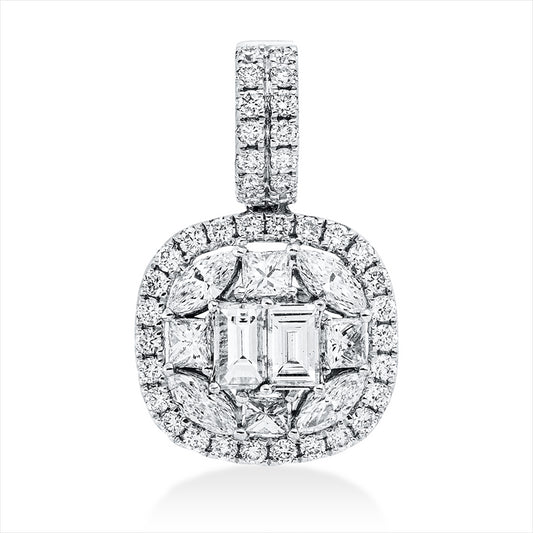Anhänger 18 kt, mit Öse, 4 Princ. 0,24 ct, 4 Nav.0,25 ct, 2 Bag.0,27 ct, TW-vsi, 40 Brill.0,32 ct, TW-si