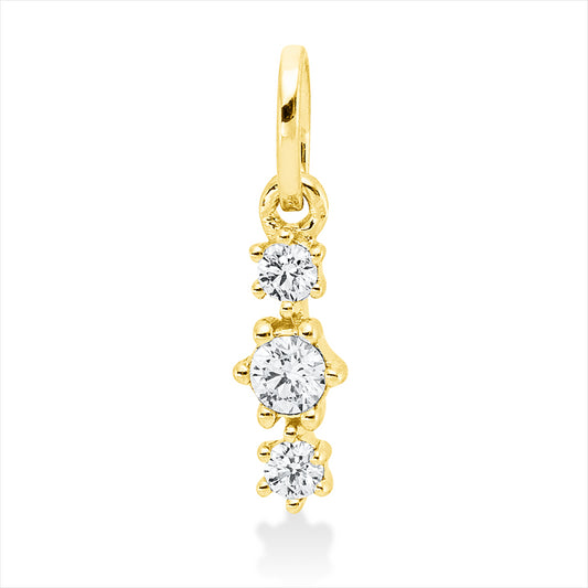 Anhänger 18 kt GG, mit Öse, 3 Brill. 0,10 ct, TW-si