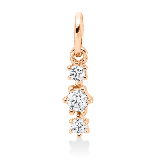 Anhänger 18 kt RG, mit Öse, 3 Brill. 0,10 ct, TW-si