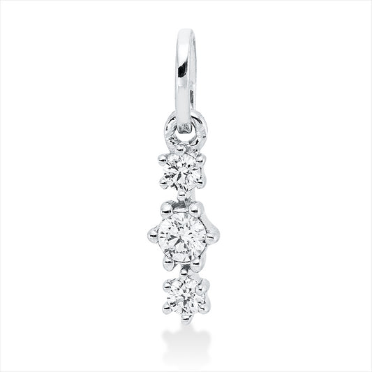 Anhänger 18 kt WG, mit Öse, 3 Brill. 0,10 ct, TW-si