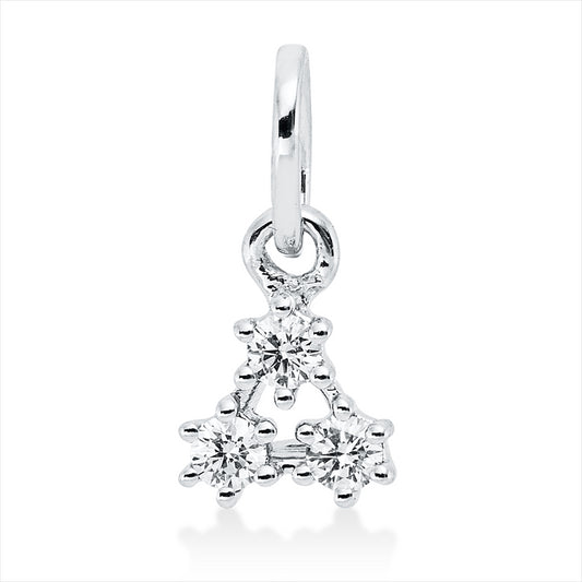 Anhänger 18 kt WG, mit Öse, 3 Brill. 0,07 ct, TW-si