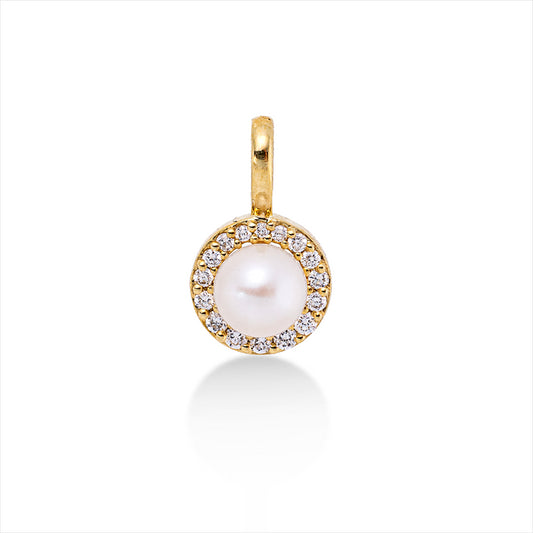 Anhänger 18 kt GG, mit Öse, 16 Brill. 0,05 ct, TW-si, 1 SW weiß 4 mm