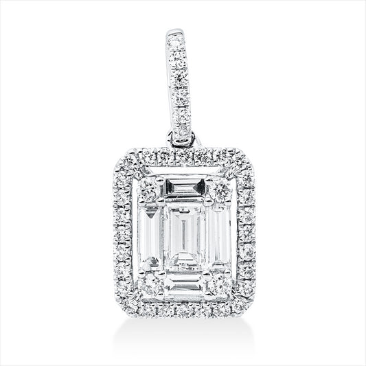 Anhänger 18 kt WG, mit Öse, 38 Brill. 0,14 ct, TW-si, 4 Bag. 0,12 ct, TW-vsi, 1 Bag. 0,14 ct, TW-vsi