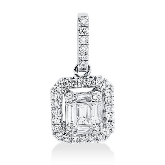 Anhänger 18 kt WG, mit Öse, 5 Bag. 0,09 ct, TW-vsi, 34 Brill. 0,10 ct, TW-si